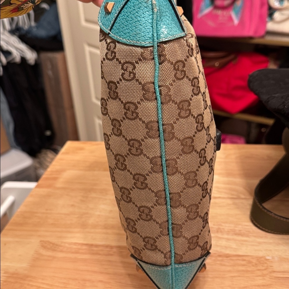 AUTHENTIC Gucci Tan and Teal Jackie Shoulder Bag - Picture 9 of 12